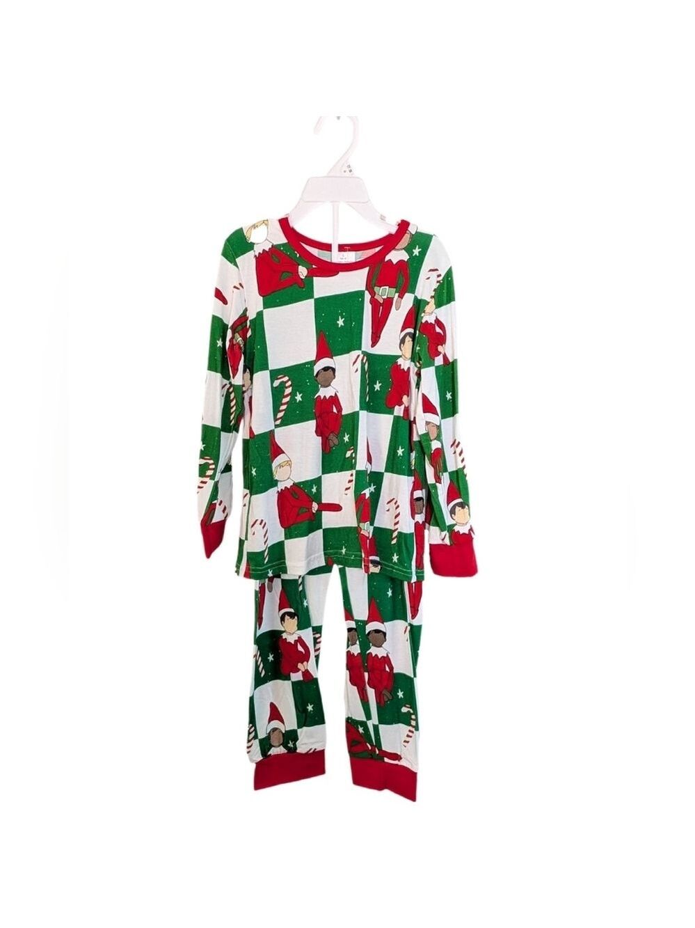 Festive Elf Kids Pajamas‎ - Green and Red